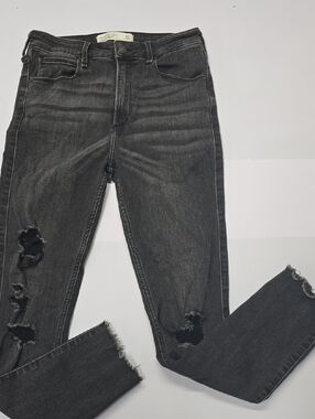 Abercrombie & Fitch Washed Black High-Rise Ankle Jeans